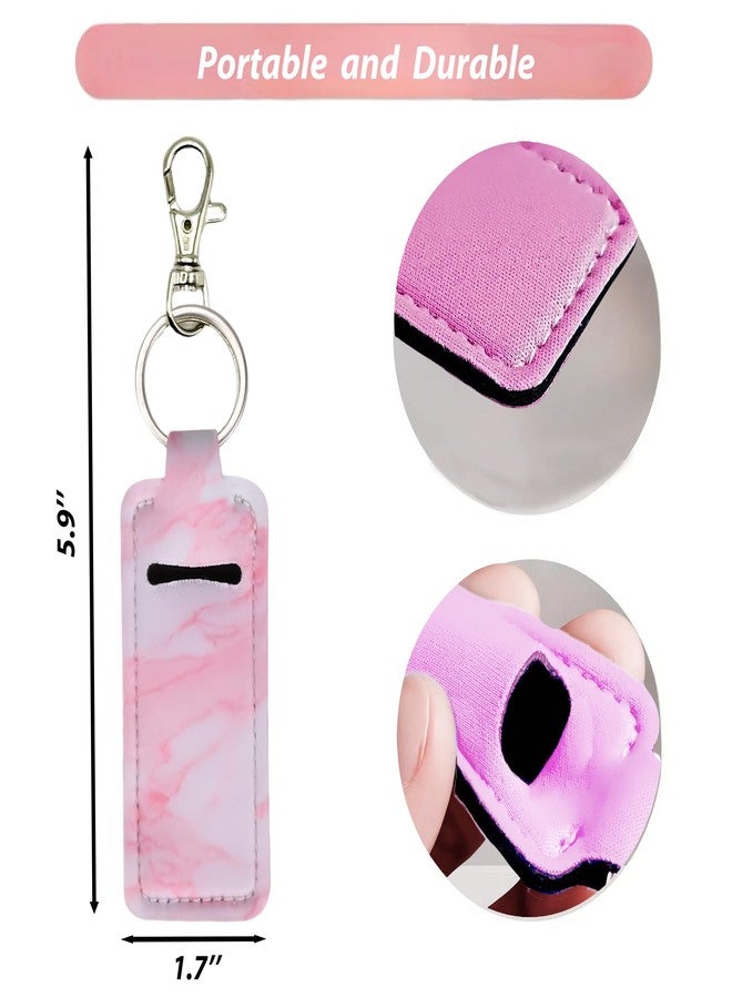 YKuzLx 5 Packs Chapstick Holder Keychain - Cute Lip Balm Clip with Keychain Clip for Woman (Black,Grey,Blue,Purple,Pink) - Image 3